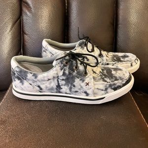 Twisted X Ladies Black And White Tie-Dye Lace Up Kick Shoes WCA0041